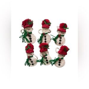Festive Macrame Snowman Ornaments Set of 6